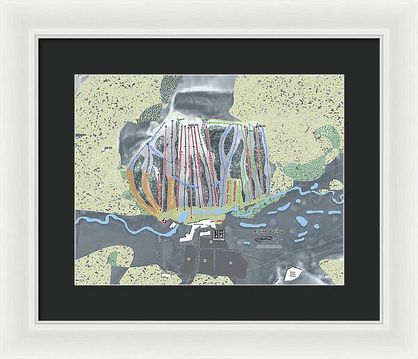 Alipne Valley Ski Trail Map - Framed Print - Powderaddicts