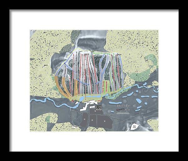 Alipne Valley Ski Trail Map - Framed Print - Powderaddicts