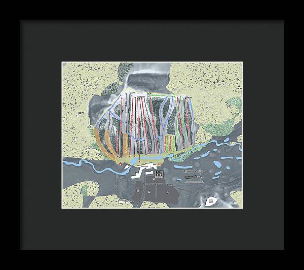 Alipne Valley Ski Trail Map - Framed Print - Powderaddicts