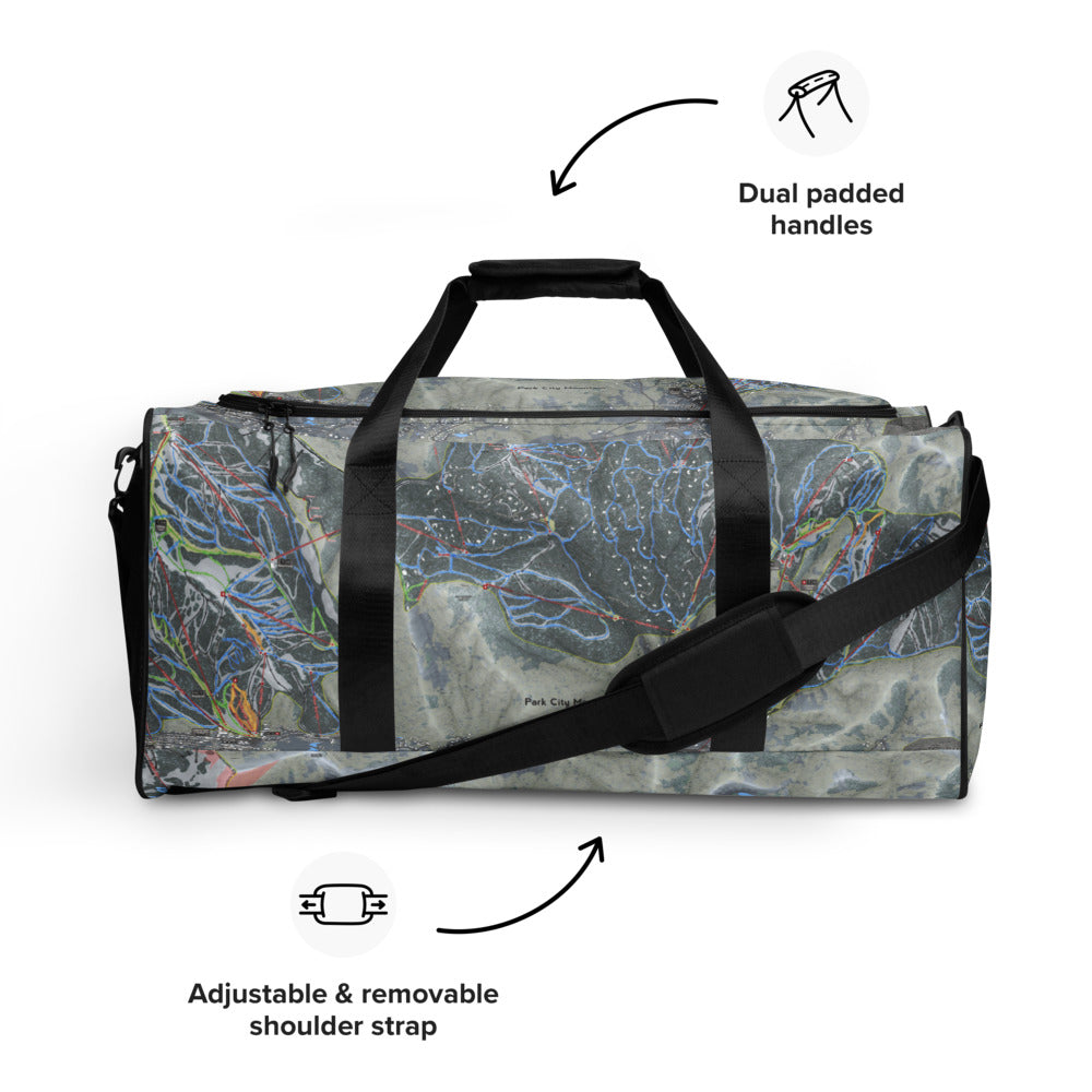 Park City, Utah Ski Trail Map Printed Duffle Bag - Powderaddicts