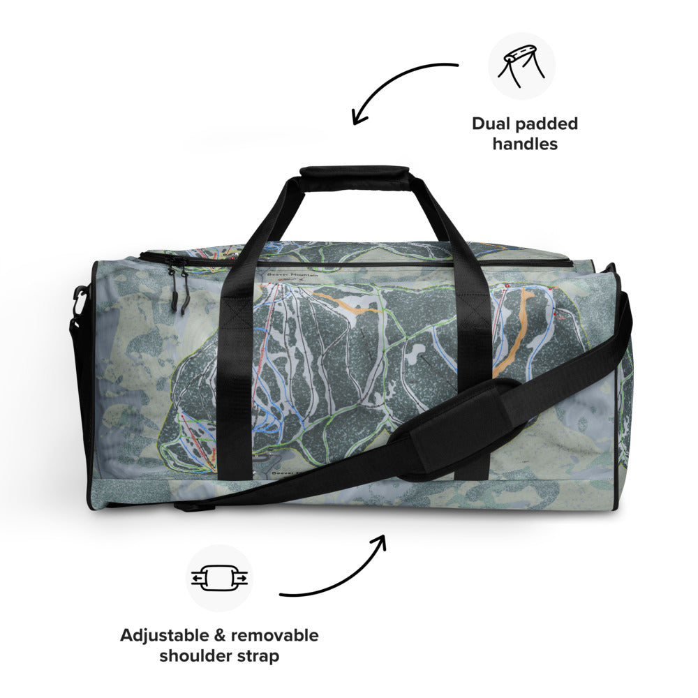 Beaver Mountain, Utah Ski Trail Map Printed Duffle Bag - Powderaddicts