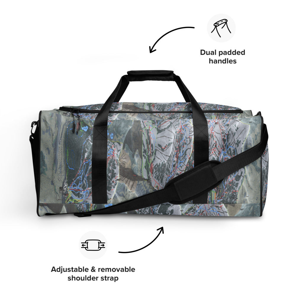 The Cottonwoods, Utah Ski Trail Map Printed Duffle Bag - Powderaddicts