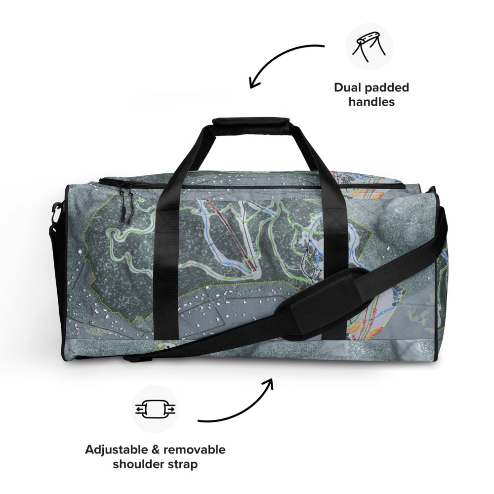 Nordic Valley, Utah Ski Trail Map Printed Duffle Bag - Powderaddicts