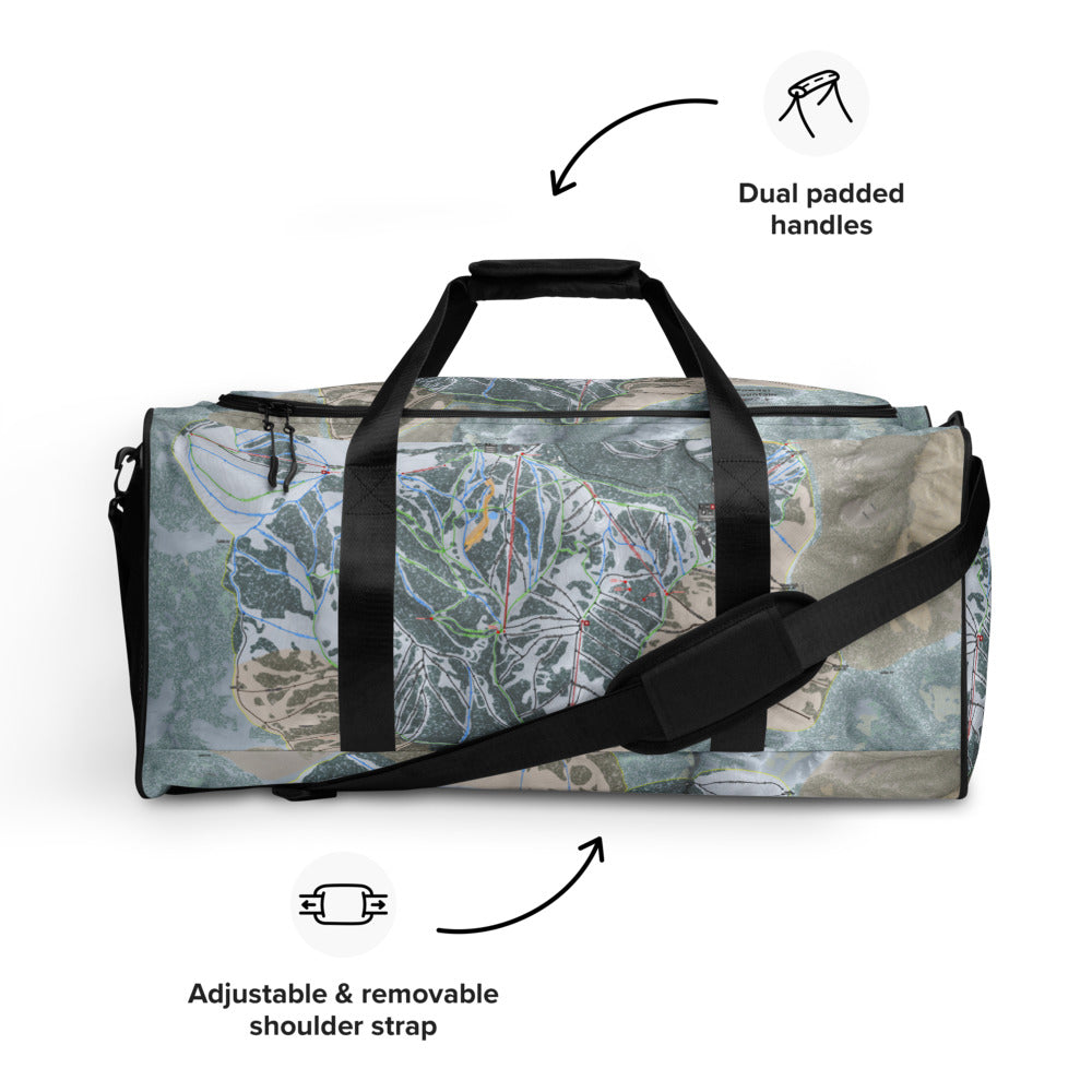 Powder Mtn, Utah Ski Trail Map Printed Duffle Bag - Powderaddicts