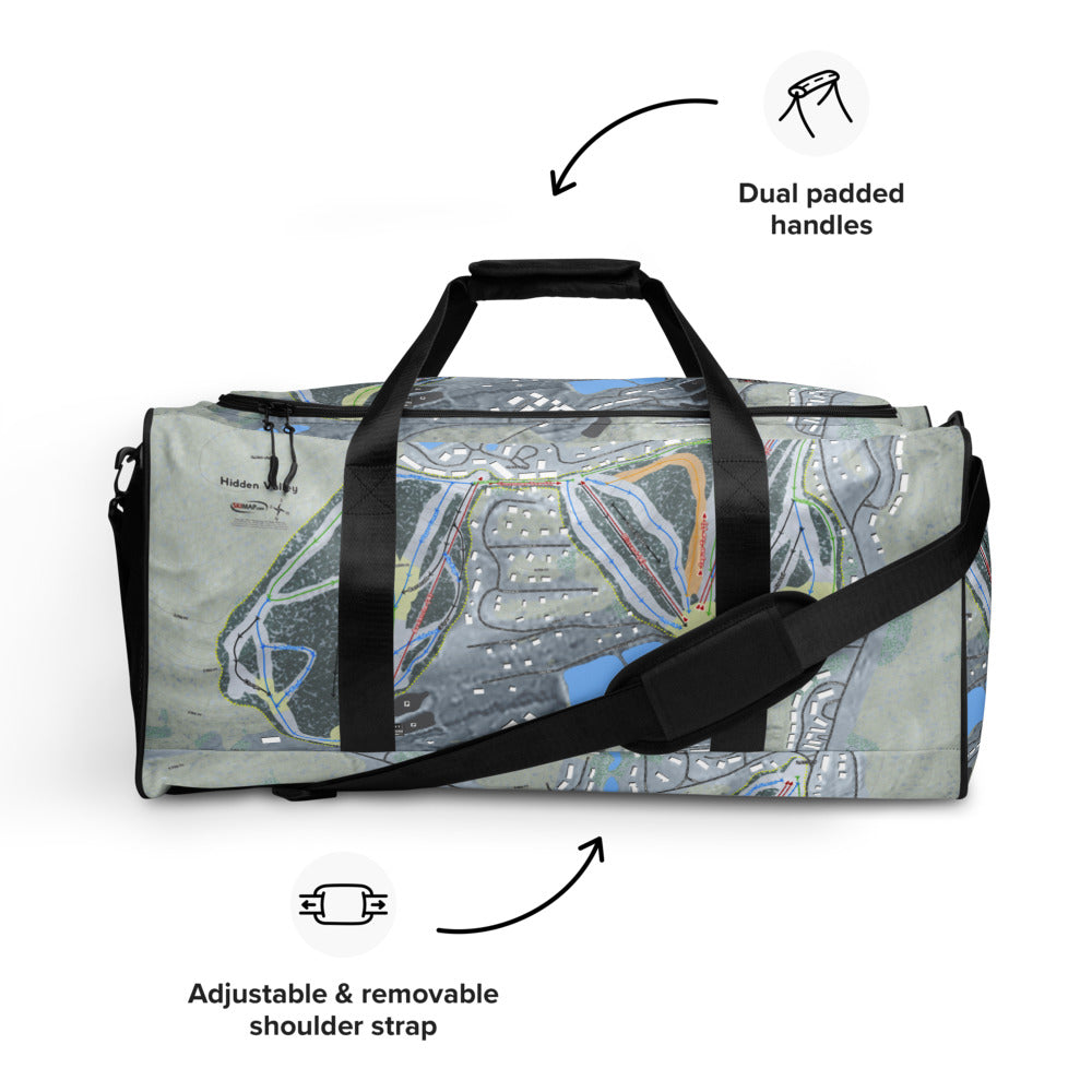 Hidden Valley, Pennsylvania Ski Trail Map Duffle Bag - Powderaddicts