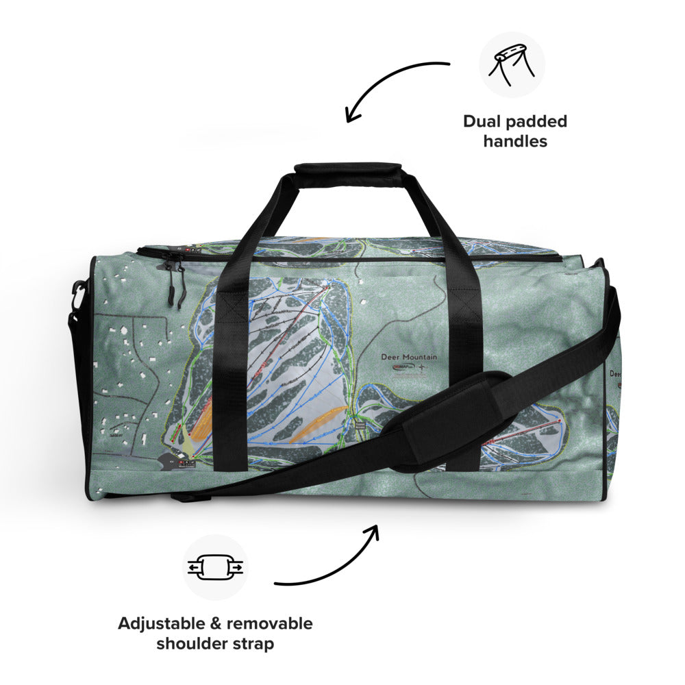 Deer Mountain, South Dakota Ski Trail Map Duffle Bag - Powderaddicts