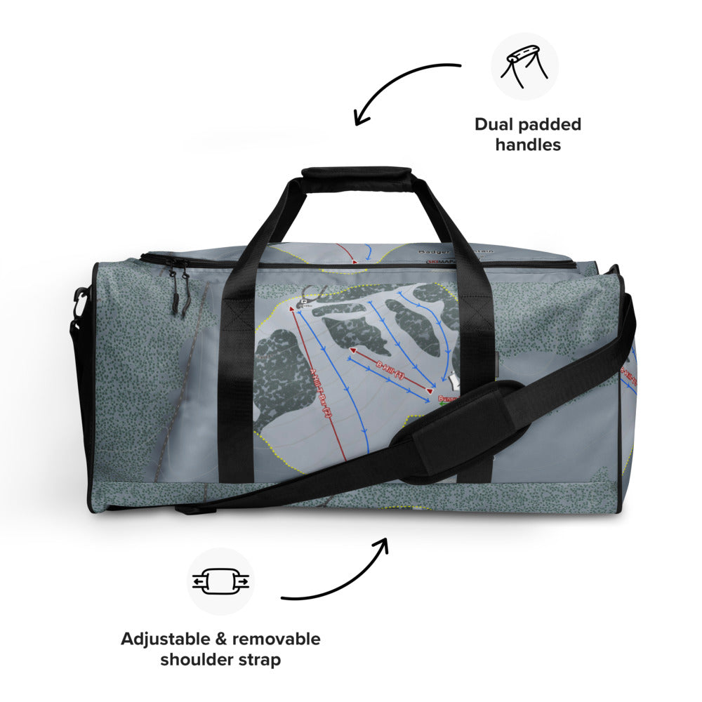Badger Mountain, Washington Ski Trail Map Duffle Bag - Powderaddicts