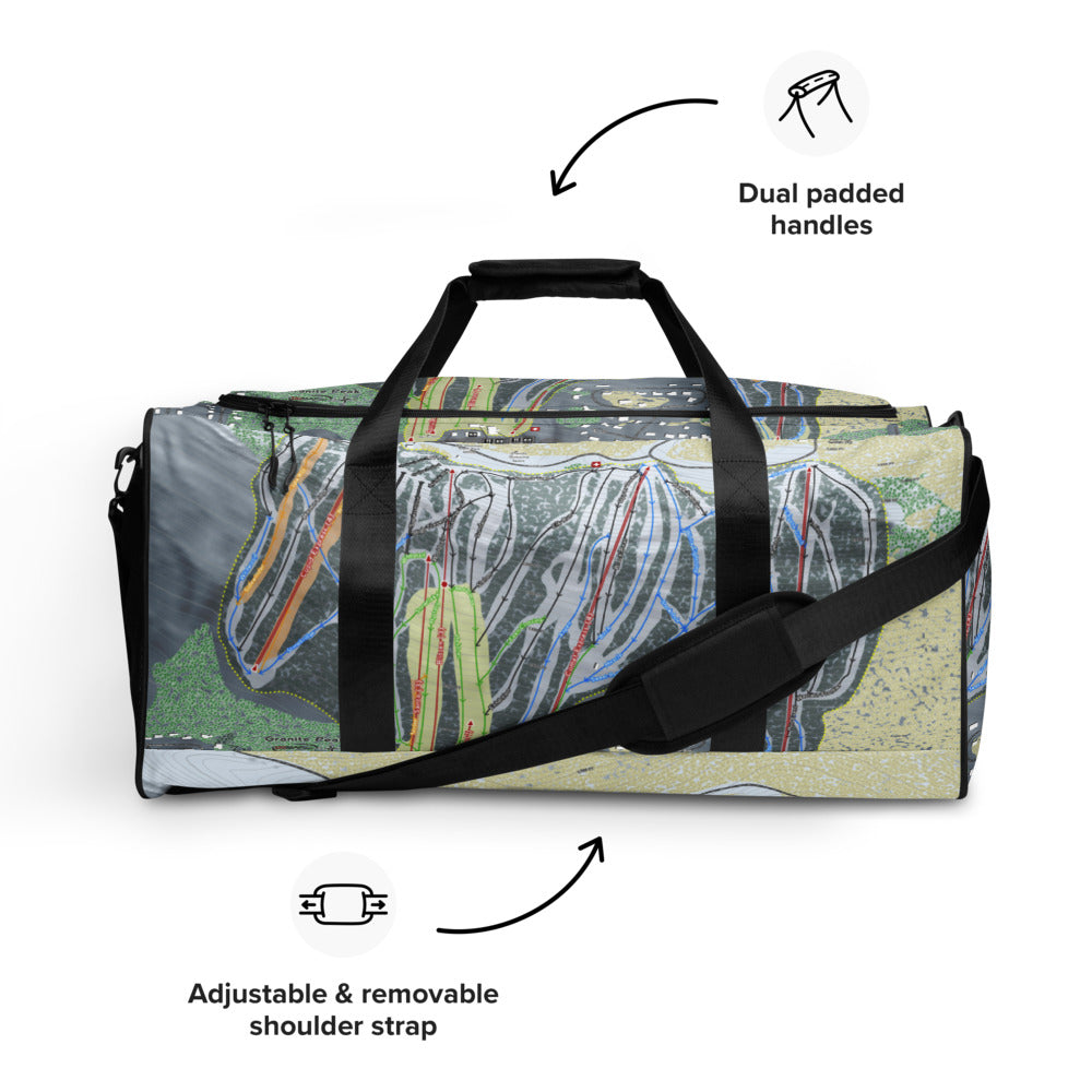Granite Peak, Wisconsin Ski Trail Map Duffle Bag - Powderaddicts