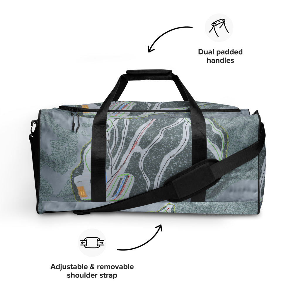 Loup Loup, Washington Ski Trail Map Duffle Bag - Powderaddicts