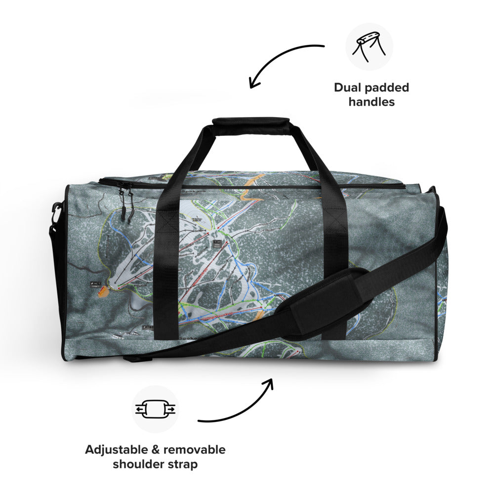 Mt Spokane, Washington Ski Trail Map Duffle Bag - Powderaddicts
