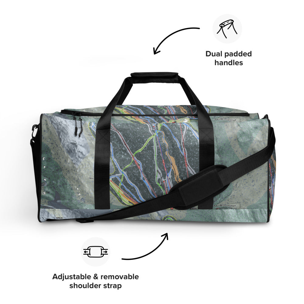 Ski Butternut, Massachusetts Ski Trail Map Duffle Bag - Powderaddicts