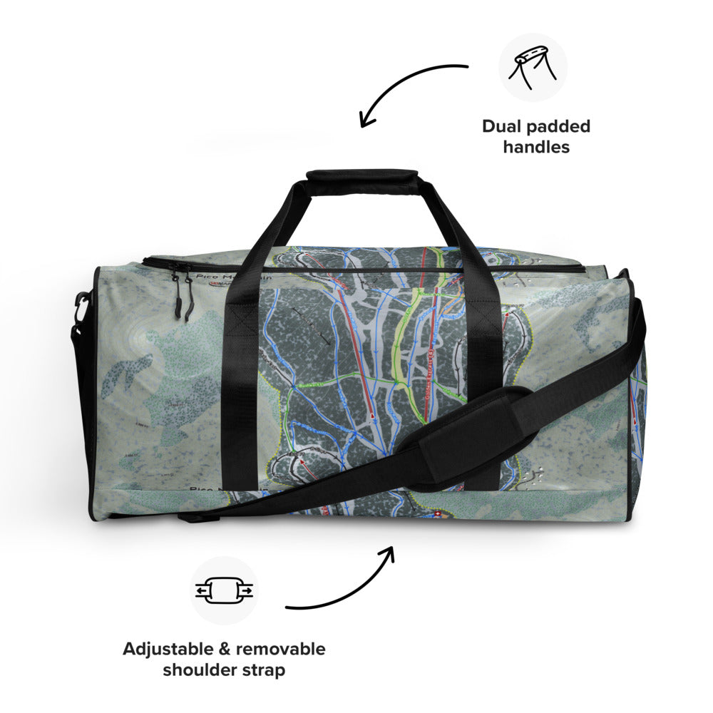 Pico Mountain, Vermont Ski Trail Map Duffle Bag - Powderaddicts