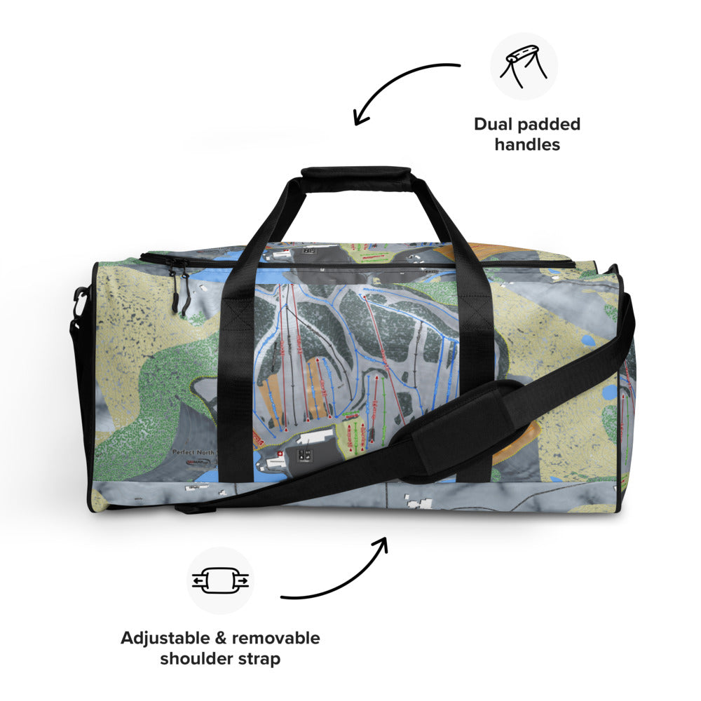 Perfect North Slopes, Indiana Ski Trail Map Duffle Bag - Powderaddicts
