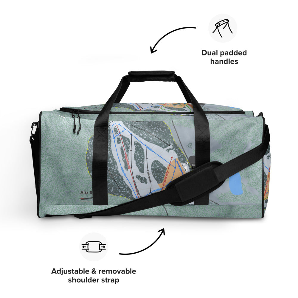 Alta Sierra, California Ski Trail Map Duffle Bag - Powderaddicts