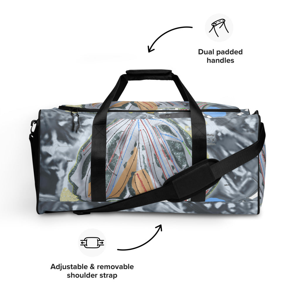 Mt Holly, Michigan Ski Trail Map Duffle Bag - Powderaddicts