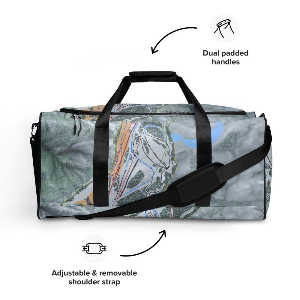 Snow Valley, California Ski Trail Map Duffle Bag - Powderaddicts