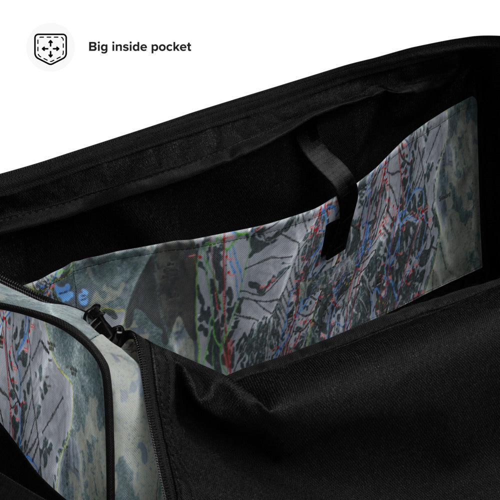 The Cottonwoods, Utah Ski Trail Map Printed Duffle Bag - Powderaddicts