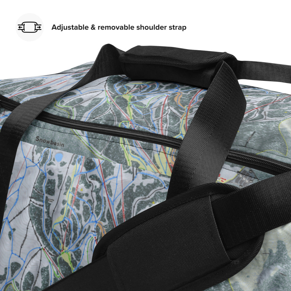 Snowbasin, Utah Ski Trail Map Printed Duffle Bag - Powderaddicts