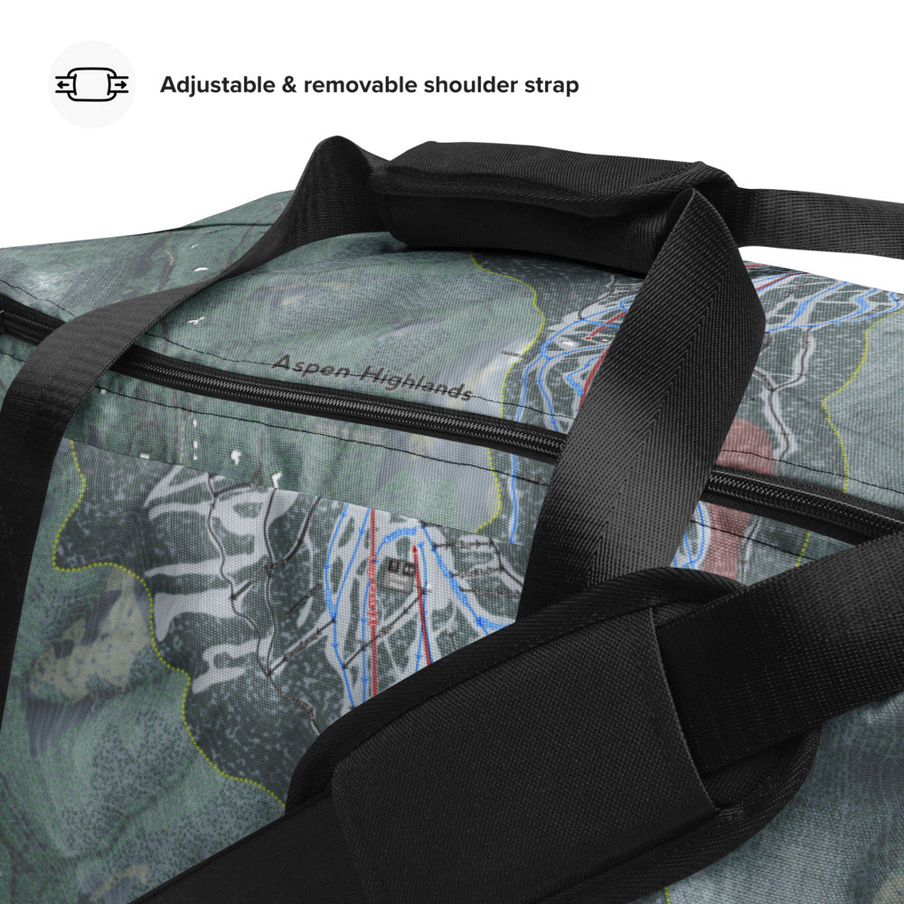 Aspen Highlands, Colorado Ski Trail Map Duffle Bag - Powderaddicts