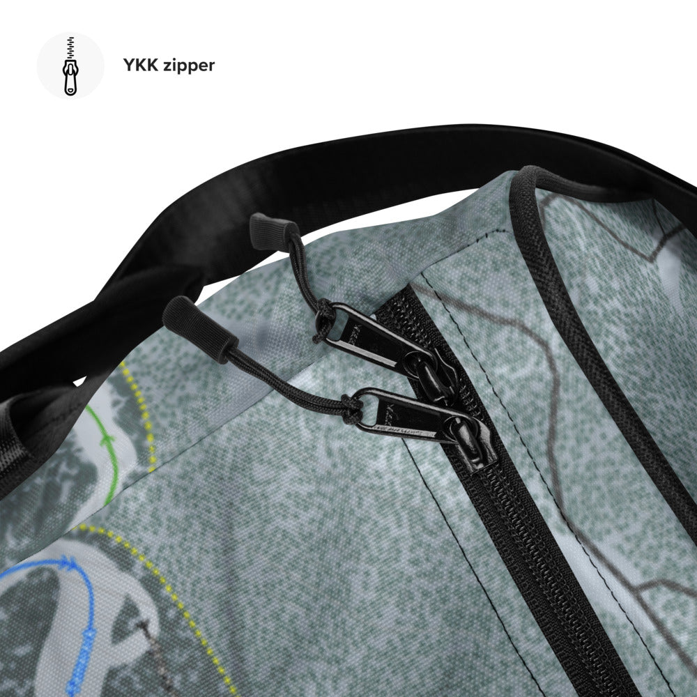 Bluewood, Washington Ski Trail Map Duffle Bag - Powderaddicts