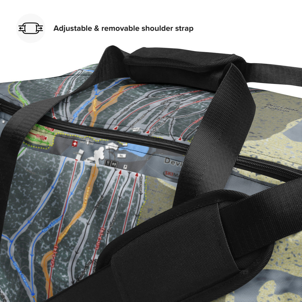 Devil's Head, Wisconsin Ski Trail Map Duffle Bag - Powderaddicts