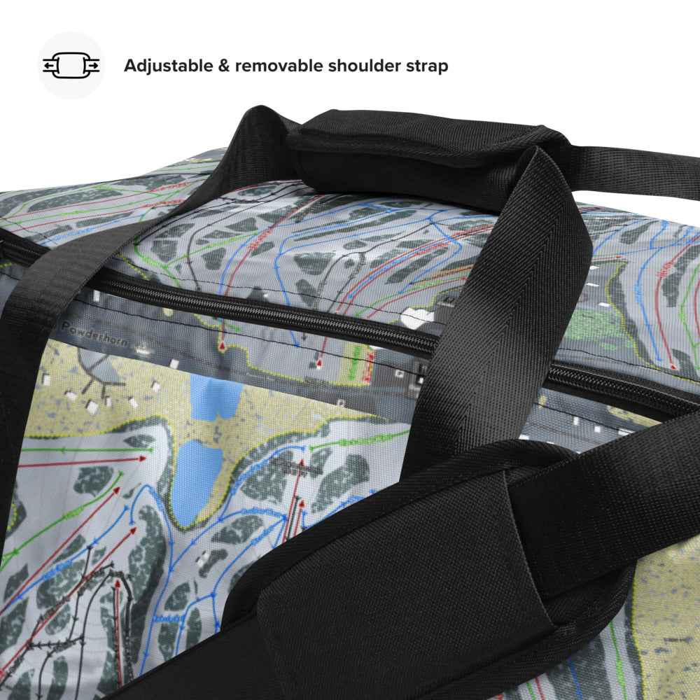 Big Powderhorn, Michigan Ski Trail Map Duffle Bag - Powderaddicts
