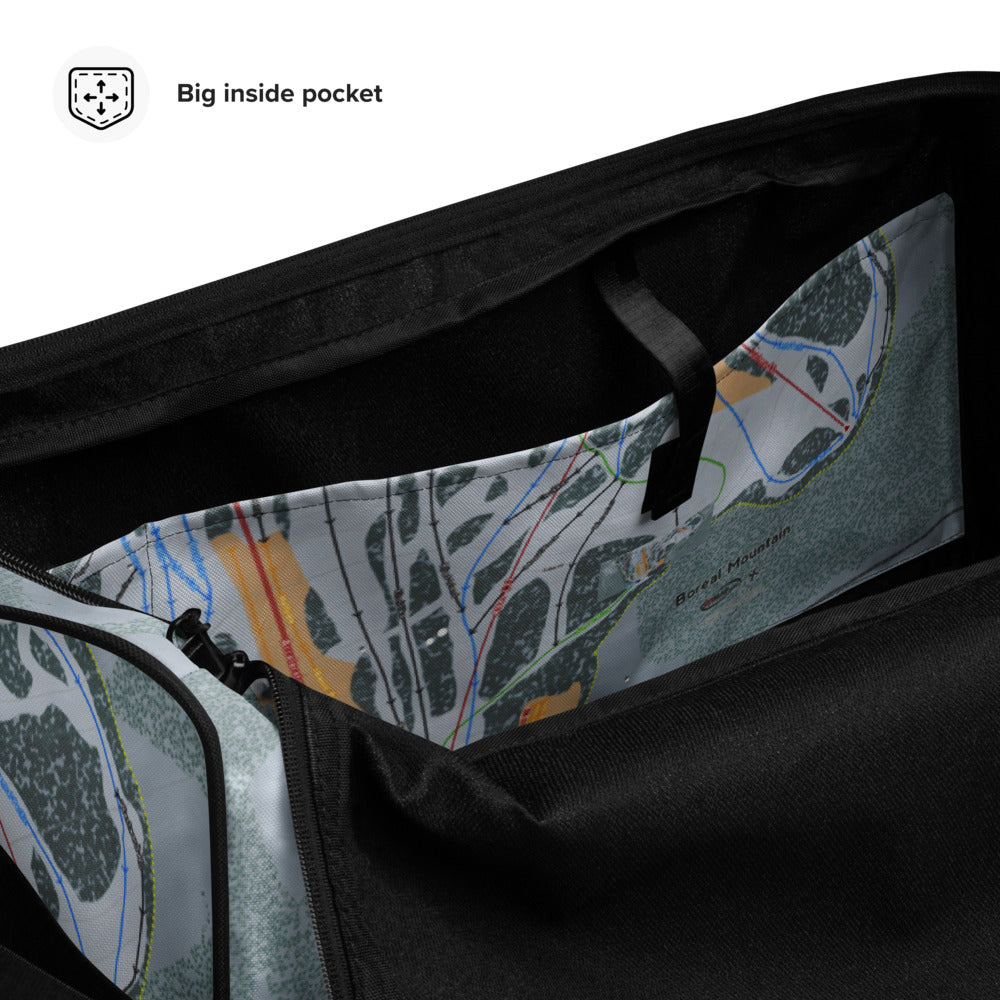 Boreal Mountain, California Ski Trail Map Duffle Bag - Powderaddicts