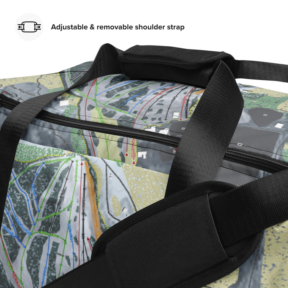 Pine Mountain, Michigan Ski Trail Map Duffle Bag - Powderaddicts