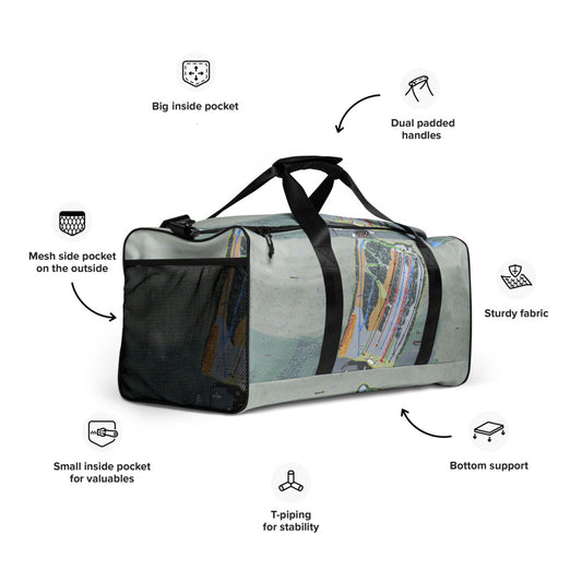 Ski Sawmill, Pennsylvania Ski Trail Map Duffle Bag - Powderaddicts
