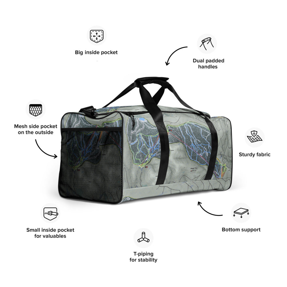 Angel Fire, New Mexico Ski Trail Map Duffle Bag - Powderaddicts