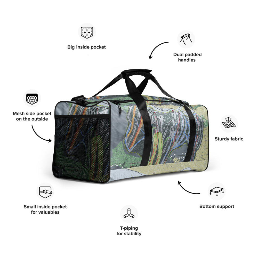 Granite Peak, Wisconsin Ski Trail Map Duffle Bag - Powderaddicts