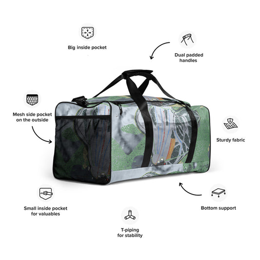 Mount Ashwabay, Wisconsin Ski Trail Map Duffle Bag - Powderaddicts