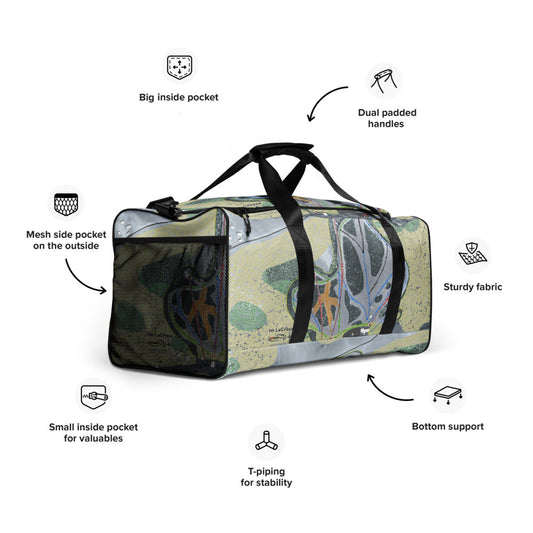 Mt LaCrosse, Wisconsin Ski Trail Map Duffle Bag - Powderaddicts