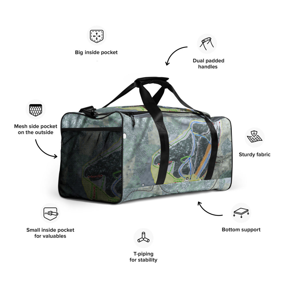 Blue Hills, Massachusetts Ski Trail Map Duffle Bag - Powderaddicts