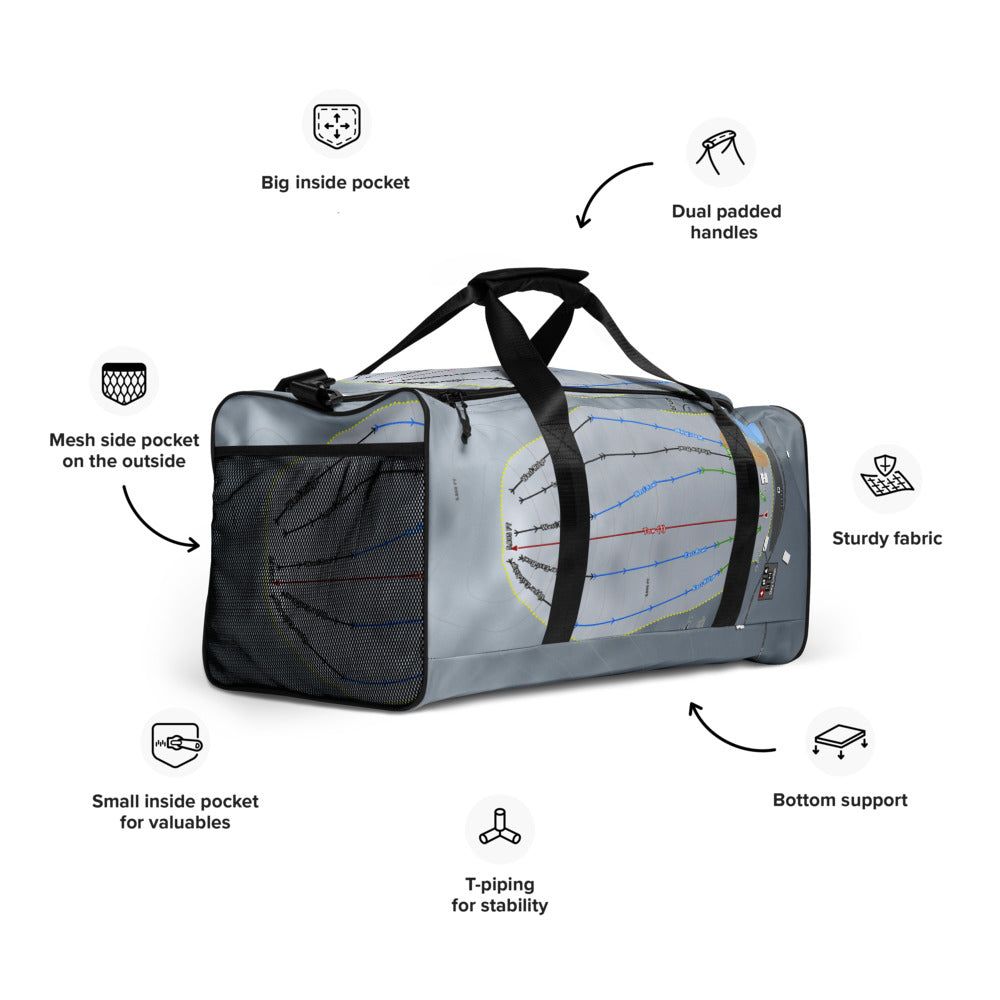 Rotaru, Idaho Ski Trail Map Duffle Bag - Powderaddicts