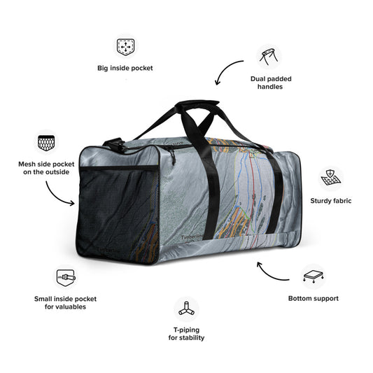 Timber line, Oregon Ski Trail Map Duffle Bag - Powderaddicts