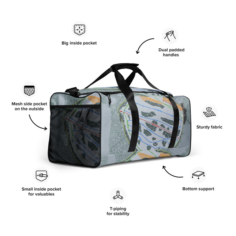 Snowhaven, Idaho Ski Trail Map Duffle Bag - Powderaddicts