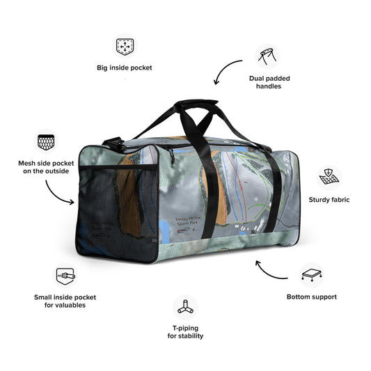 Sleepy Hollow Sports Park, Iowa Ski Trail Map Duffle Bag - Powderaddicts