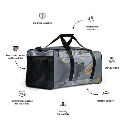 Villa Olivia, Illinois Ski Trail Map Duffle Bag - Powderaddicts