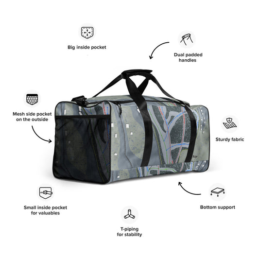Wolf Ridge, North Carolina Ski Trail Map Duffle Bag - Powderaddicts