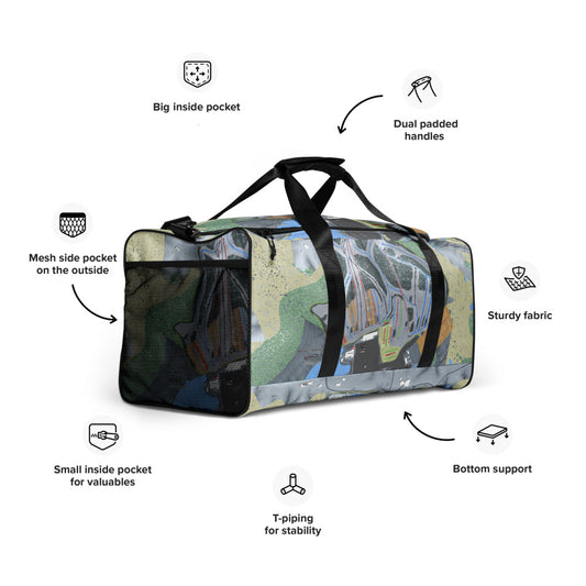 Perfect North Slopes, Indiana Ski Trail Map Duffle Bag - Powderaddicts