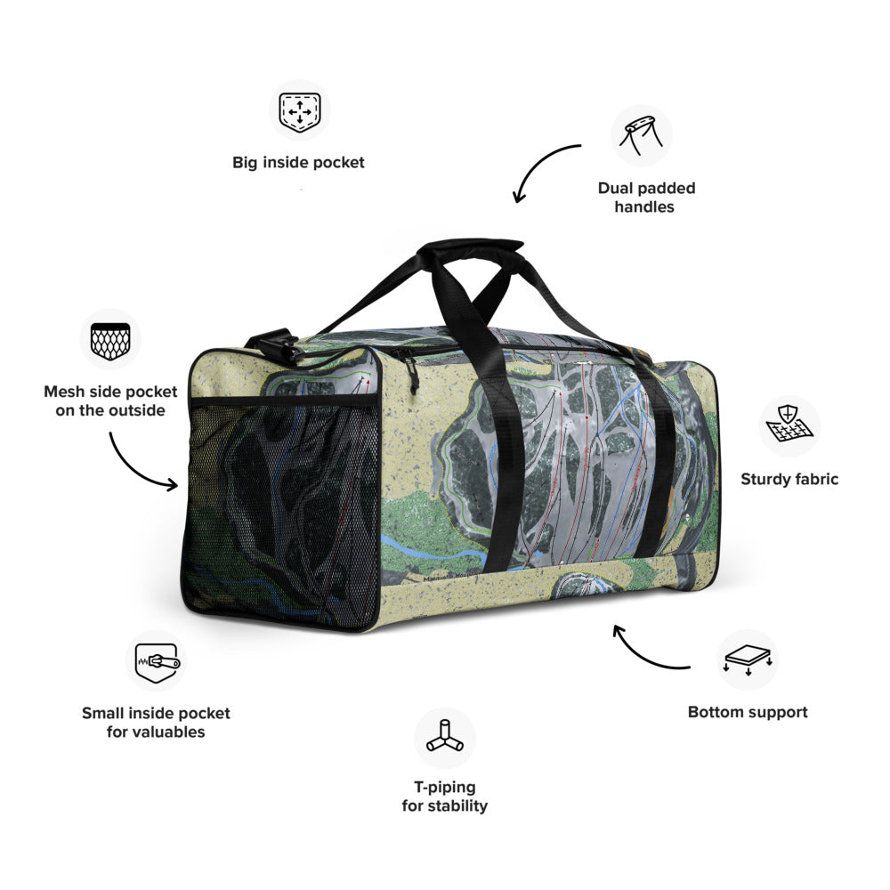 Marquette Mountain, Michigan Ski Trail Map Duffle Bag - Powderaddicts