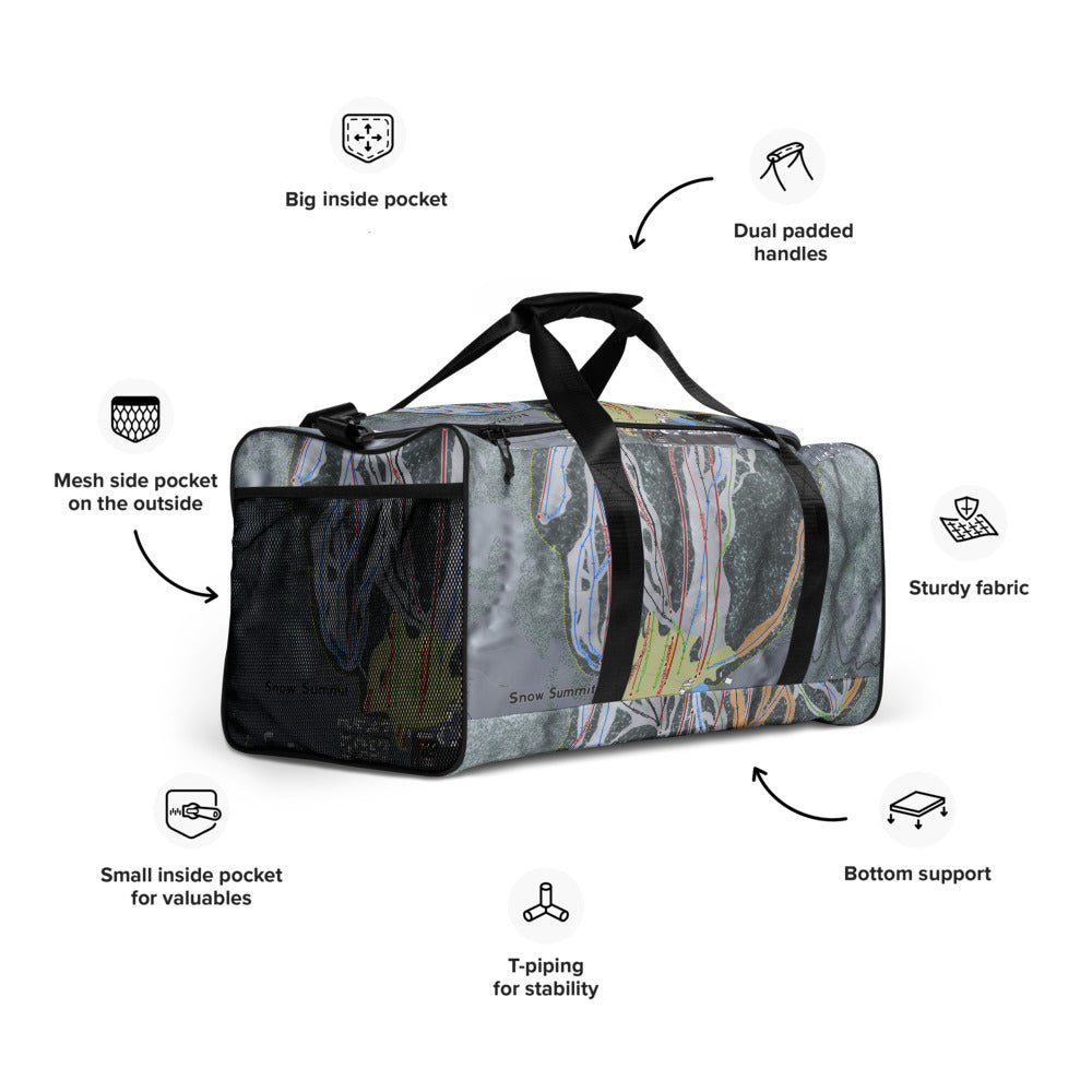 Snow Summit, California Ski Trail Map Duffle Bag - Powderaddicts