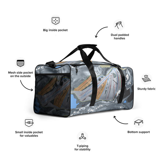 PineKnob, Michigan Ski Trail Map Duffle Bag - Powderaddicts