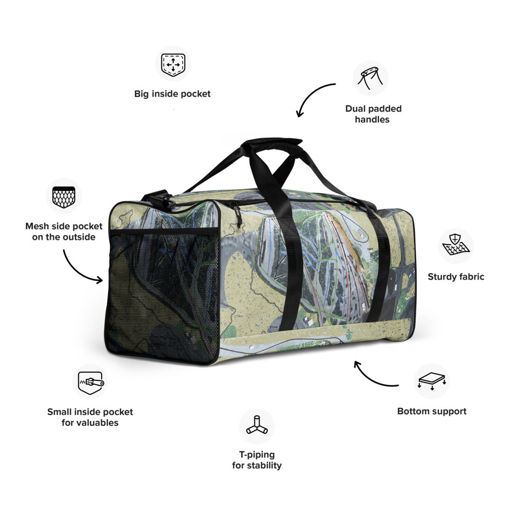 Pine Mountain, Michigan Ski Trail Map Duffle Bag - Powderaddicts