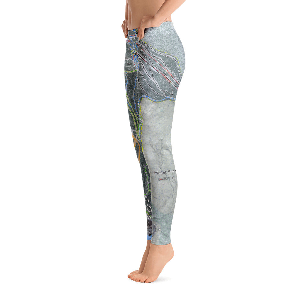 Mount Snow, Vermont Ski Trail Map - Women's Base Layer Bottoms - Powderaddicts