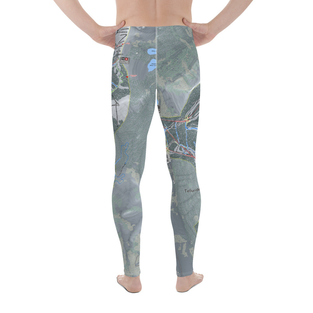 Telluride, Colorado Ski Trail Map - Men's Base Layer Bottoms - Powderaddicts