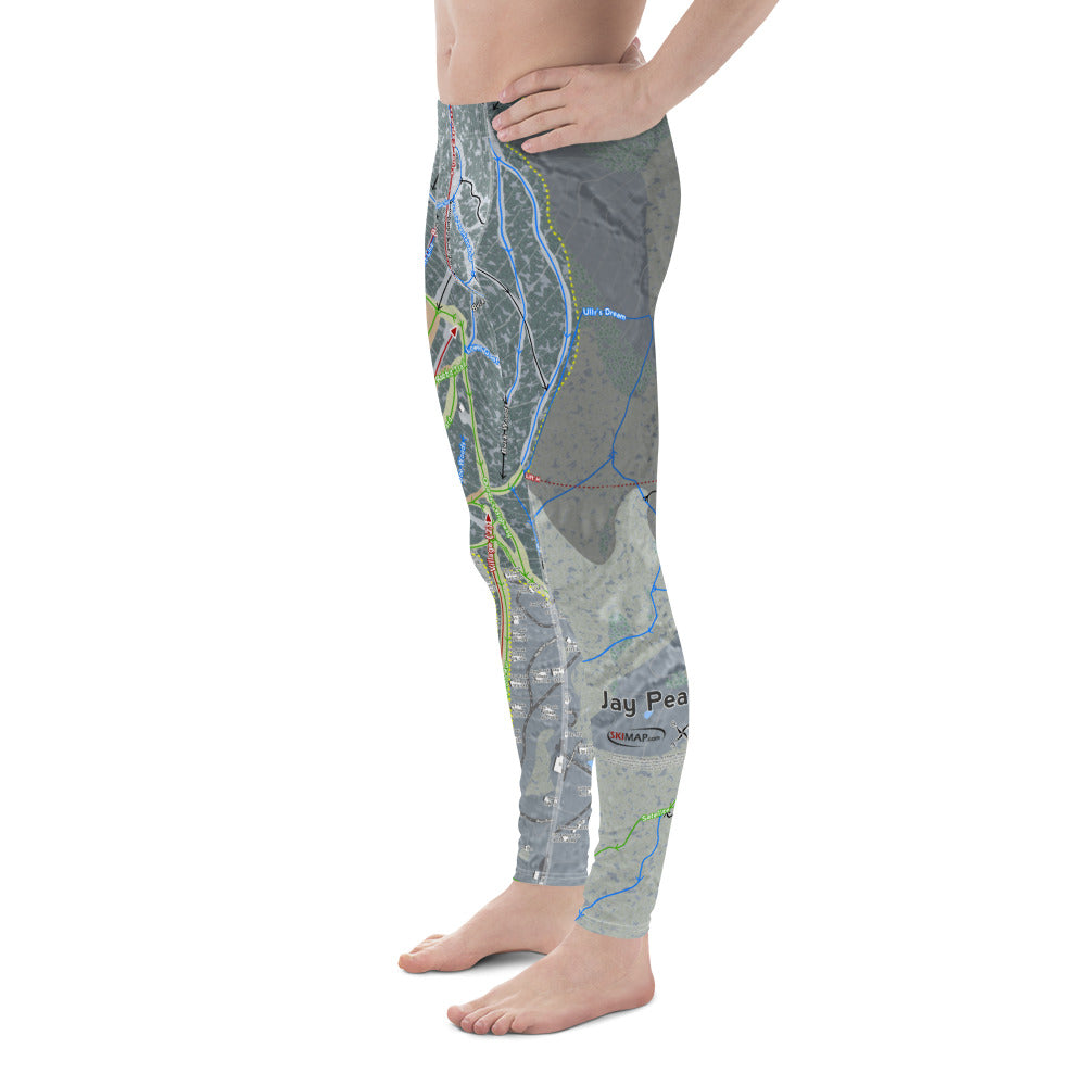 Jay Peak, Vermont Ski Trail Map - Men's Base Layer Bottoms - Powderaddicts