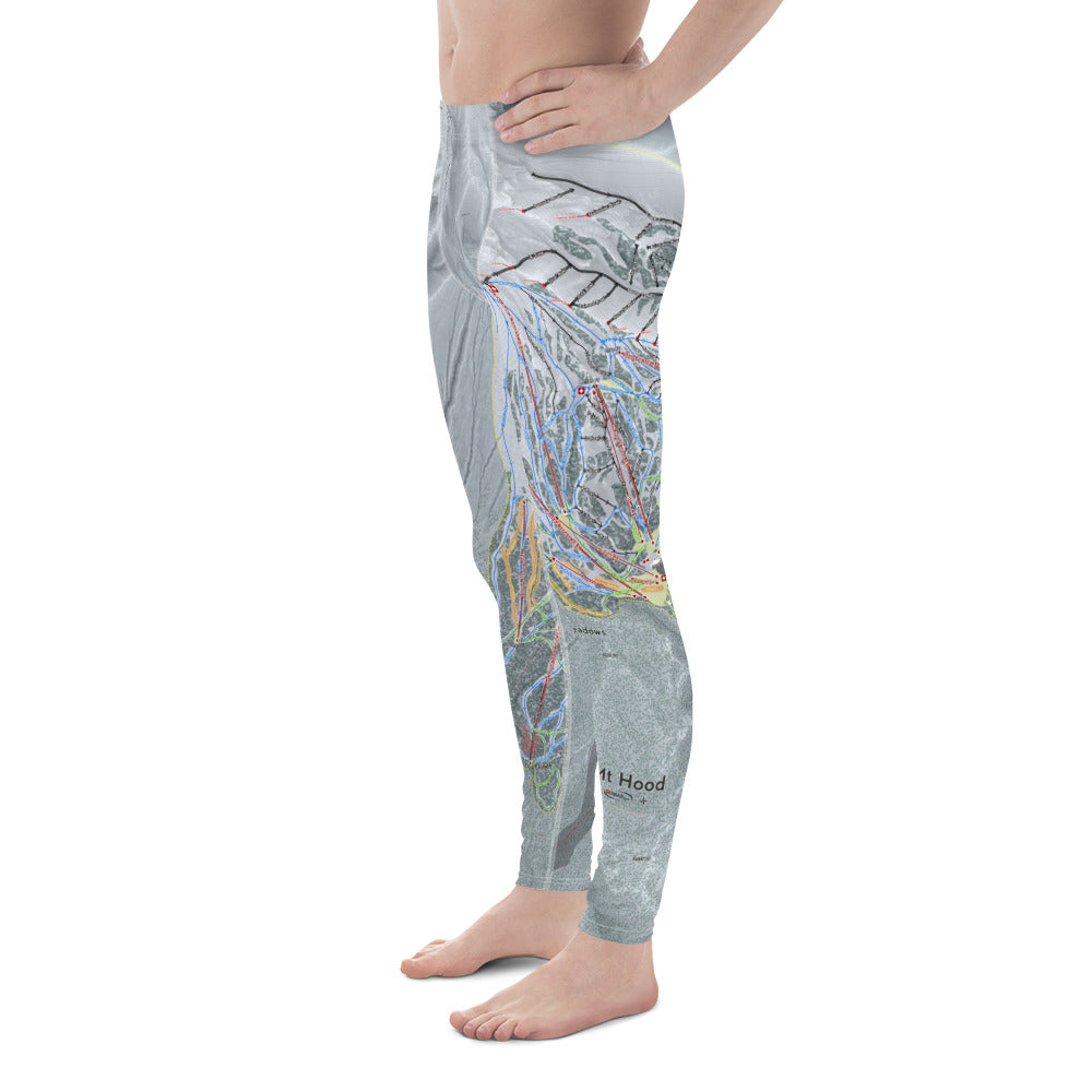 Mt Hood, Oregon Ski Trail Map - Men's Base Layer Bottoms - Powderaddicts
