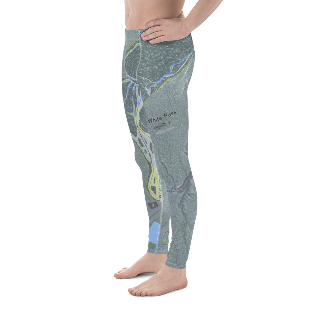White Pass, Washington Ski Trail Map - Men's Base Layer Bottoms - Powderaddicts